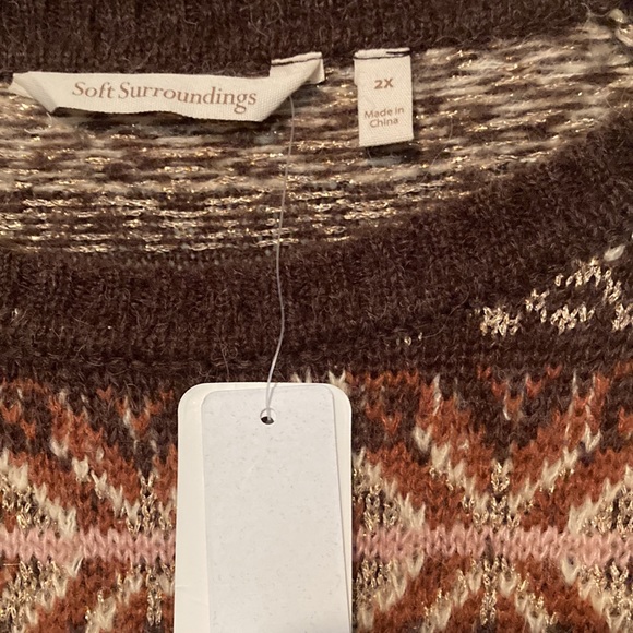 Soft Surroundings Julietta Fairisle Tunic Sweater in Coffee Bean NWT - Picture 3 of 7